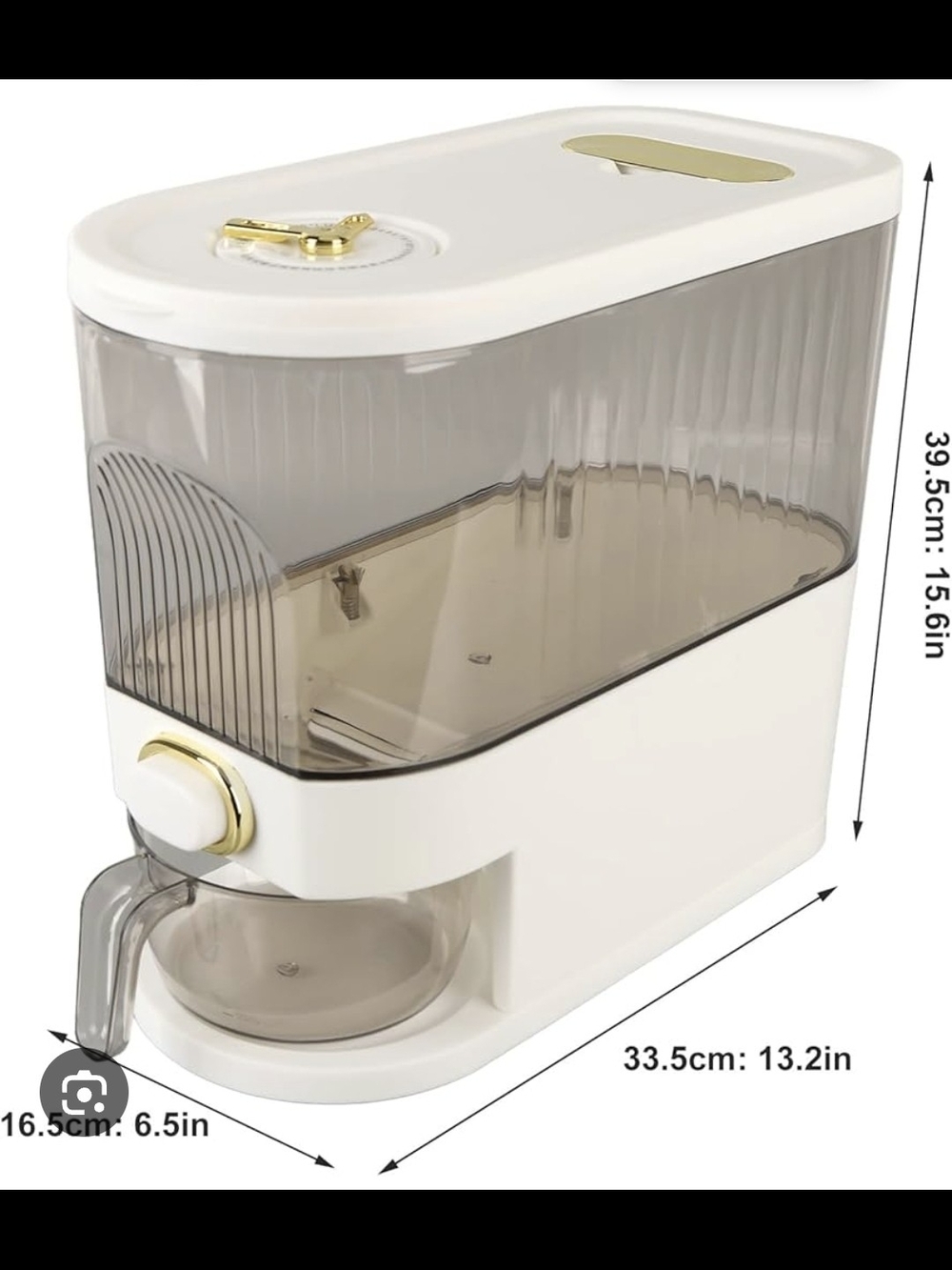 Uiifan clear white polyethylene terephthalate rice dispenser with a measuring
